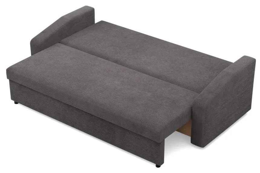 Zeus kanapéágy, kordbársony, hab töltet, döntött kartámasz, szürke