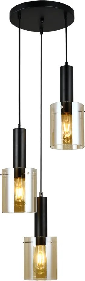 ITALUX PND-5581-3A-BK-AMB SARDO Többágú Függesztett Lámpa E27 IP20