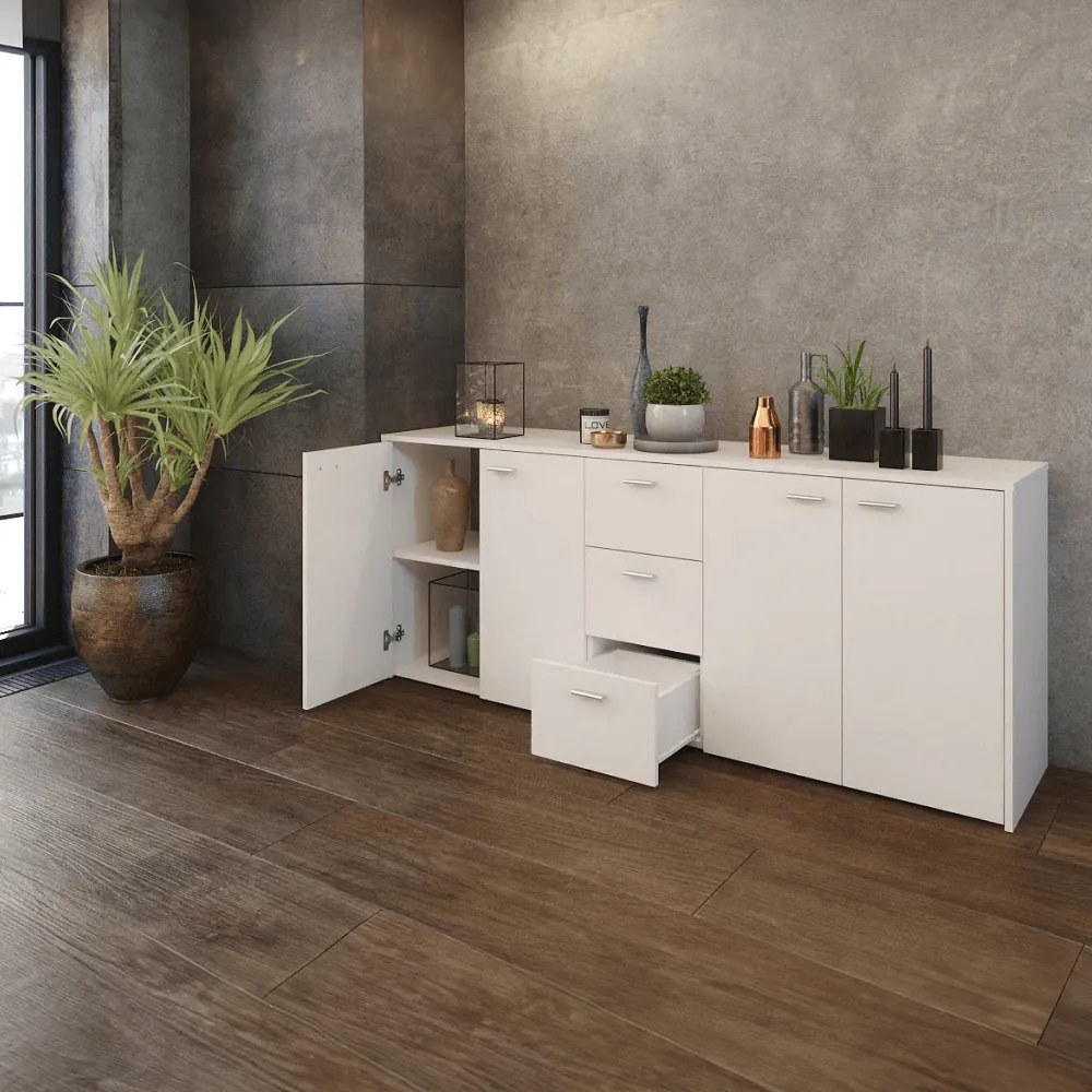 Kombinált komód, fehér, HUGOS 180