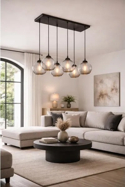 Brilagi - Zsinóros csillár DIOR 6xE27/60W/230V fekete/füstszürke