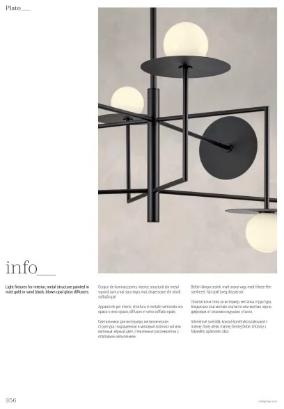 Redo 01-2734 - Csillár rúdon PLATO 6xG9/10W/230V fekete