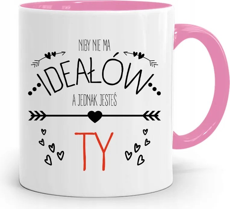 Rózsaszín Bögre Valentin Napra Nincsenek Tökéletesek fényképes nyomtatással