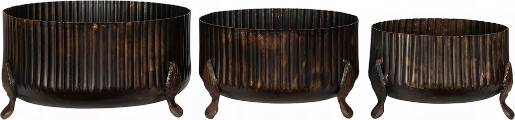 Virágtartó Fedél bonsaihoz 3 db-os barna nappaliba fém nagy