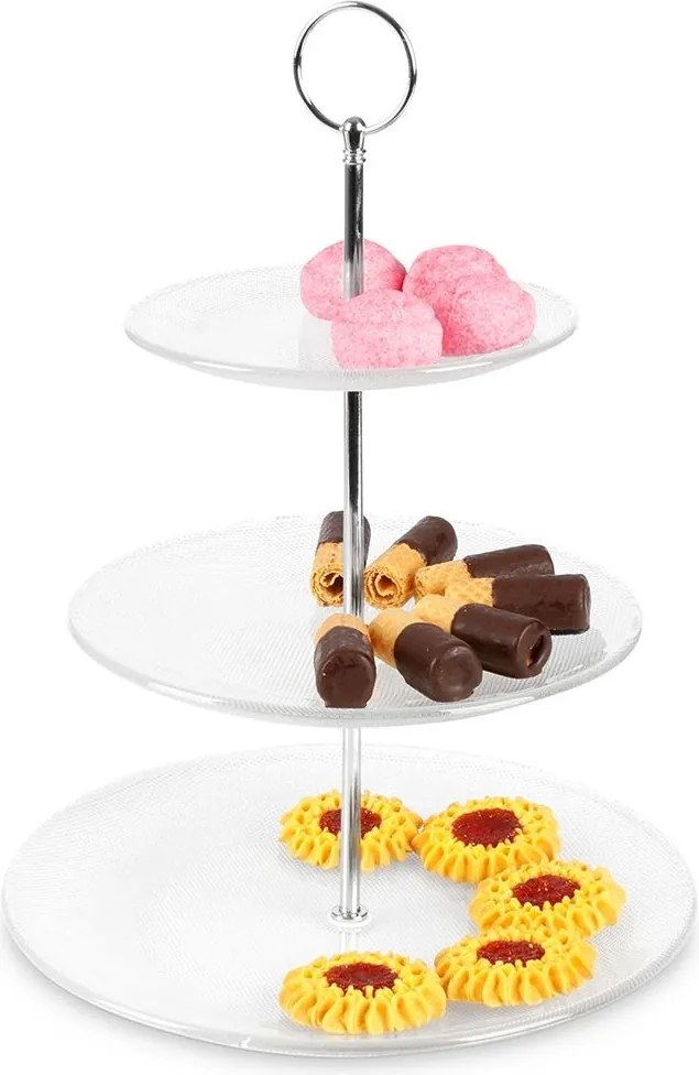 Patera Üveg 3 Szintes Tortatál Gyümölcs Desszert Torta 33 CM