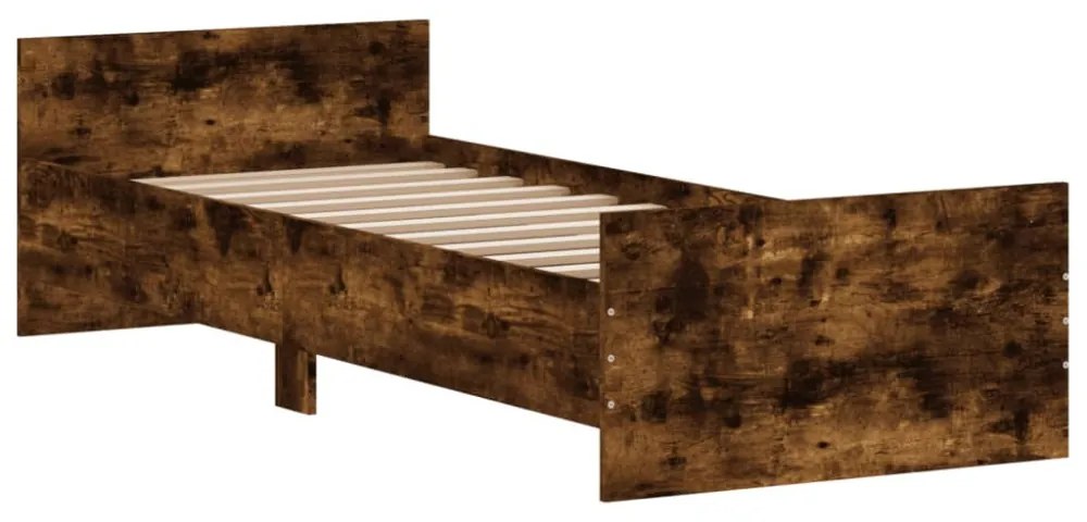 füstös tölgy színű szerelt fa ágykeret matrac nélkül 75x190 cm