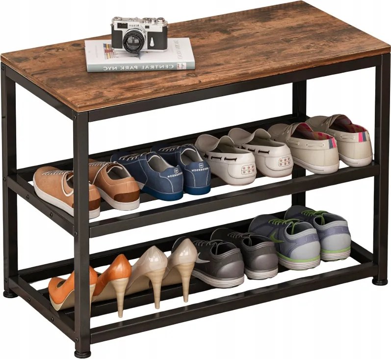 Cipősszekrény Ülőgarnitúra Nagy Polcos Ipari Loft Fa Retro 62 CM