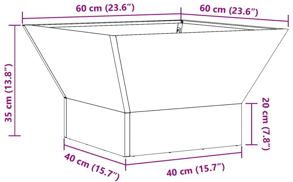 Tűzrakó Barna 60 x 60 x 35 cm Acél