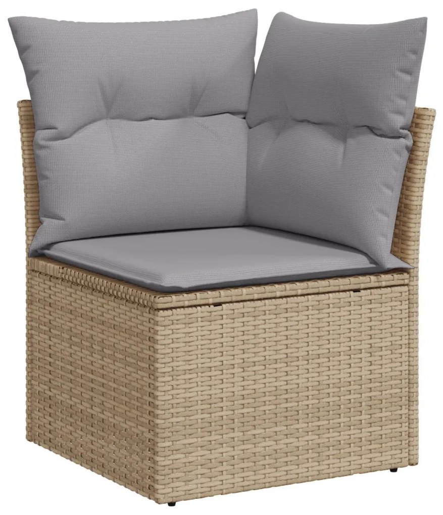 9 Darabos Kert Sofa Szett Párnákkal Bézs Poli Rattan, 2-Fős Kert Sofa Párnákkal Bézs Poli Rattan