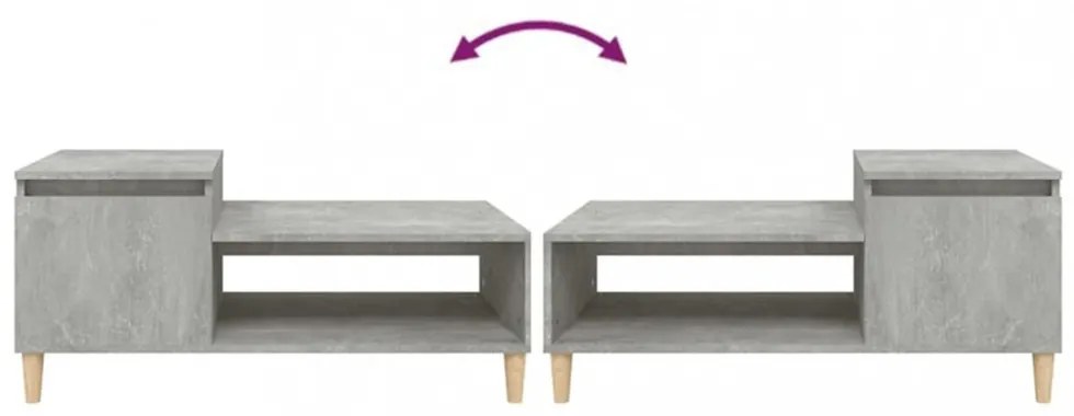 betonszürke szerelt fa dohányzóasztal 100 x 50 x 45 cm
