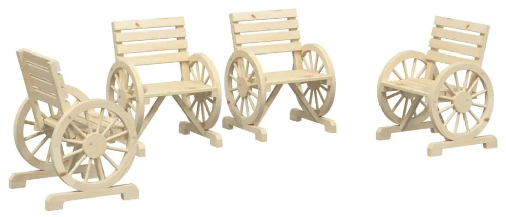 4 db tömör fenyőfa kerti szék