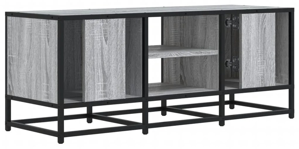 szürke sonoma színű szerelt fa és fém TV-szekrény 100x35x41 cm