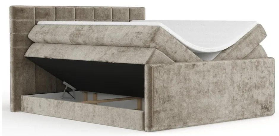 Világosbarna ágyneműtartós boxspring ágy 180x200 cm Ava – Maison de Rêve