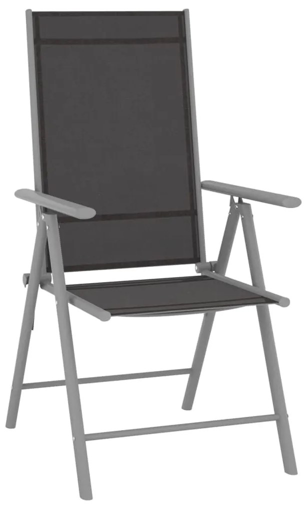 vidaXL 10 részes fekete-ezüstszínű kerti étkezőgarnitúra