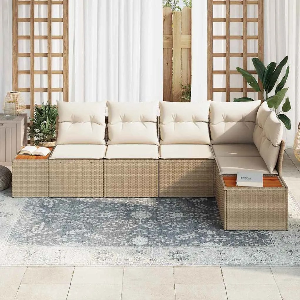 Kerti Kanapé Szett 5 pcs bézs és krémszínű 264 x 154 x 85 cm