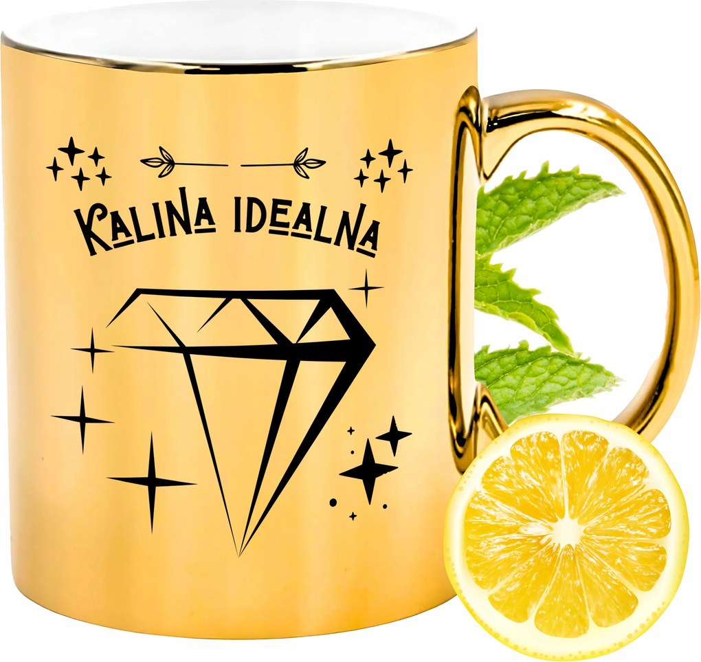 Prémium Arany Csillogó Bögre Kalina Ajándék Nyomtatott Fotóval