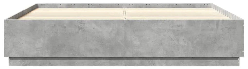 betonszürke szerelt fa ágykeret 200 x 200 cm