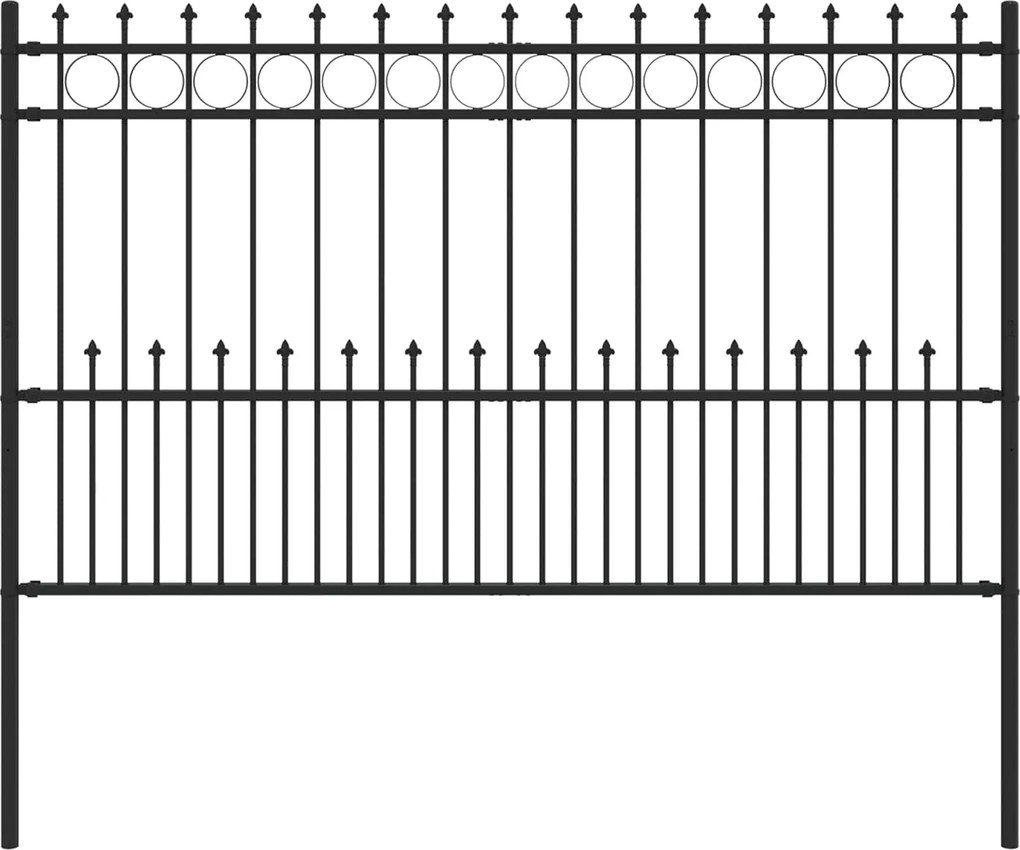 vidaXL Tüskés gyűrűs kerítés Fekete 200 x 130 cm Porszórt acél