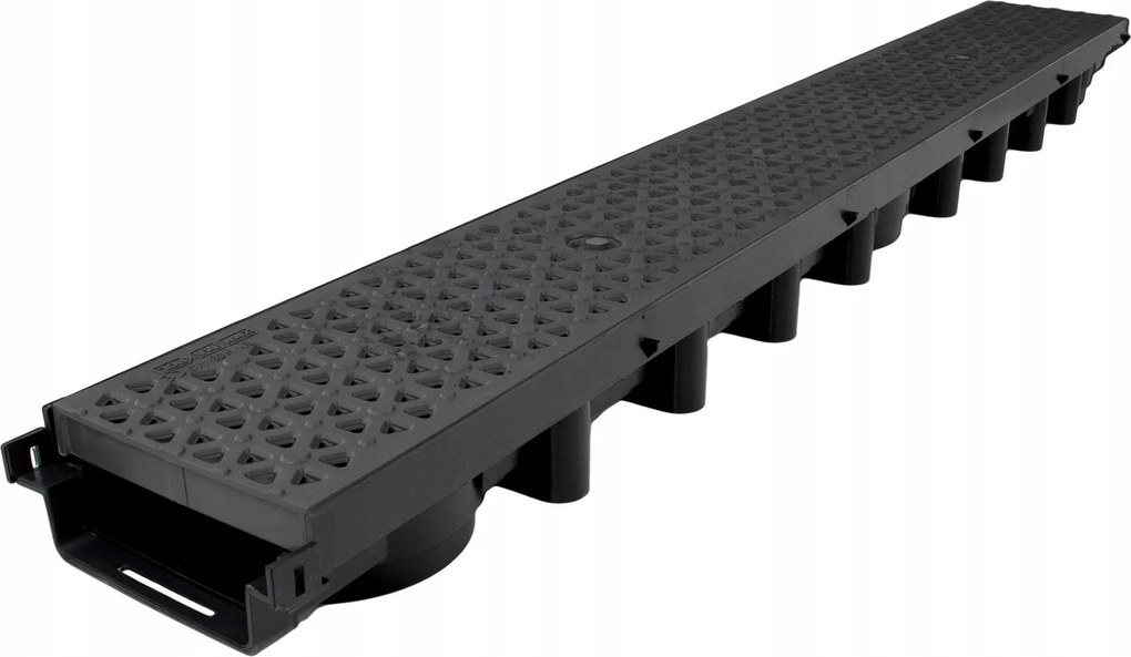 Lineáris vízelvezetés 1000x63x131mm 1,5Tony Max-drain Rács Dekor Fekete Pp
