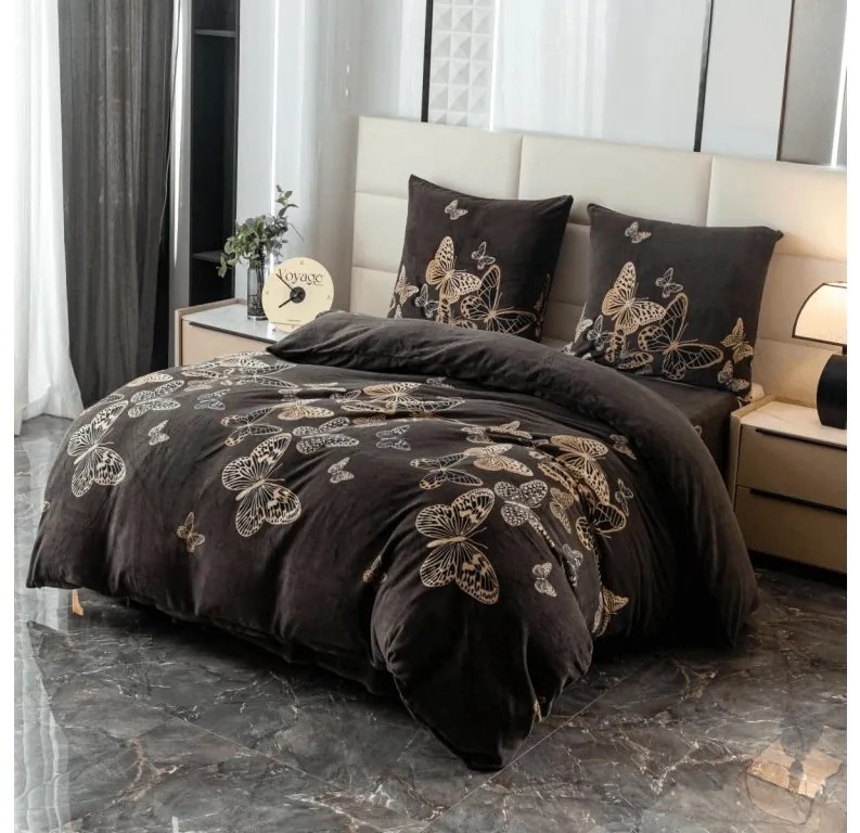 Mikroplüss ágyneműhuzat BUTTERFLYA barna Ágyneműhuzat mérete: 70 x 80 cm | 140 x 200 cm