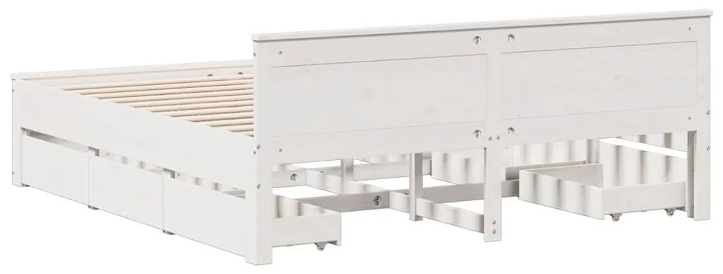 fehér tömör fenyőfa ágy matrac nélkül fejtámlával 200 x 200 cm