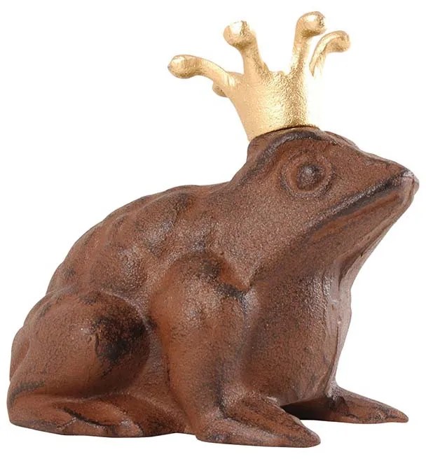Öntöttvas békakirály szobor, 13 x 13 cm