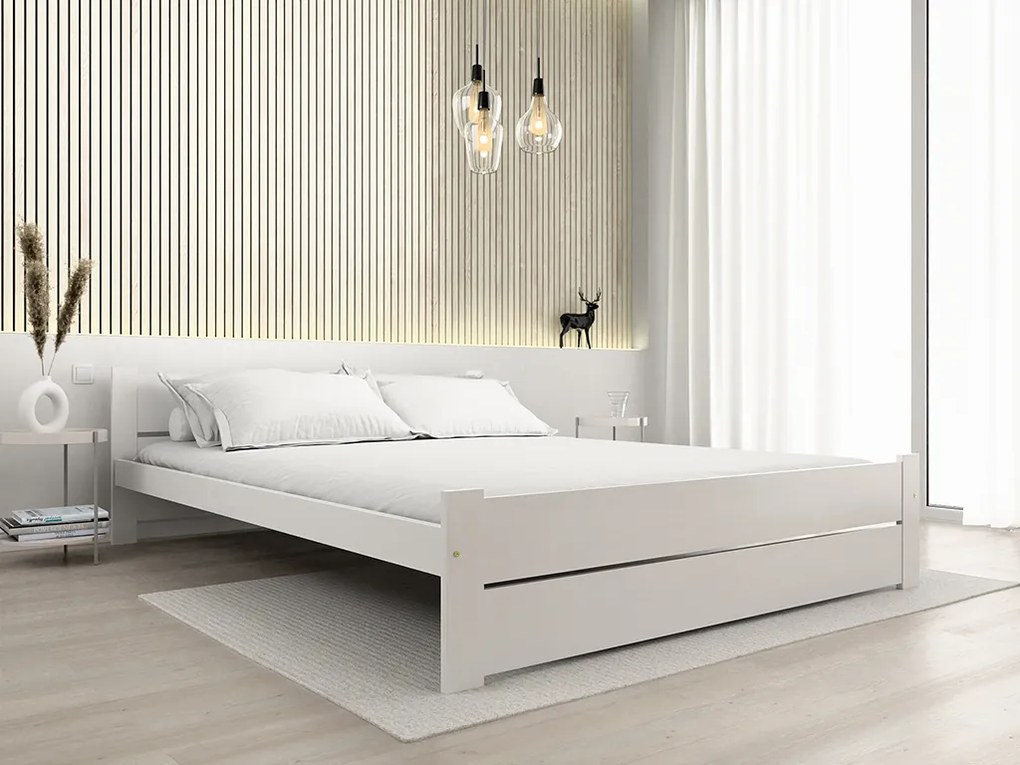 Ágy IKAROS DOUBLE 180 x 200 cm, fehér Matrac: Matrac nélkül, Ágyrács: Lamellás ágyráccsal