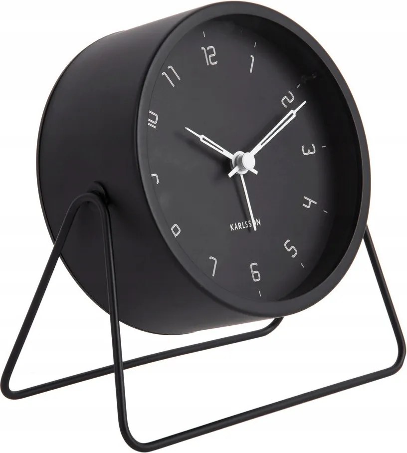 Fekete Kerek Ébresztőóra Karlsson KA5952BK Csendes Mechanizmus Állítható Szög 11cm