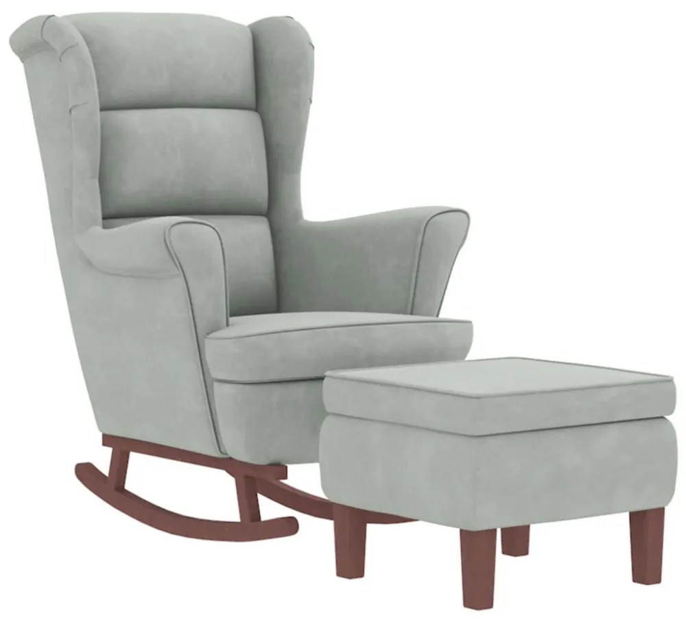 Világosszürke Bársony és Tömörfa Hintaszék