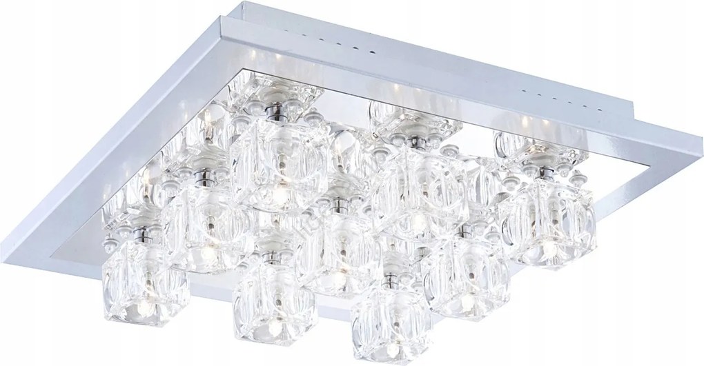 Lámpa Plafon Négyzet alakú Petrol 9xG4 20W Üveg Króm