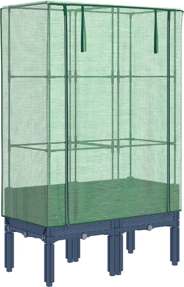 vidaXL rattan megjelenésű magaságyás melegháztakaróval 80x40x140 cm