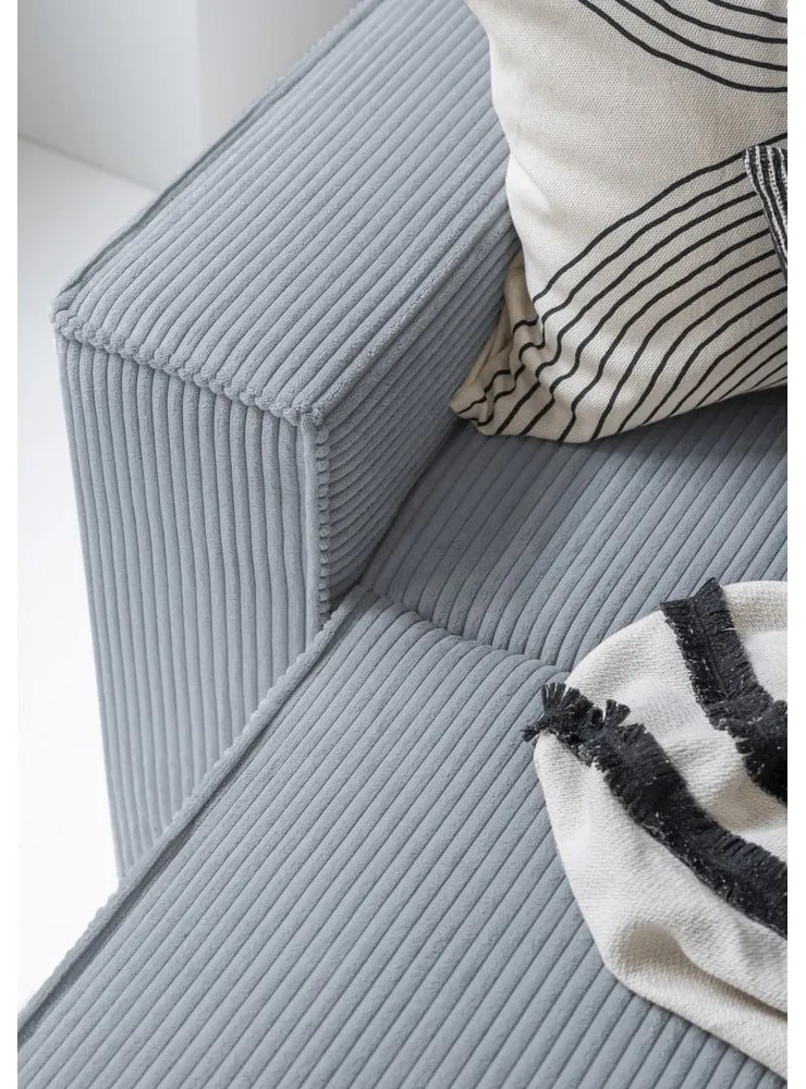 Világosszürke kordbársony kinyitható sarokkanapé (jobb oldali-U alakú) Brave Dave – Miuform