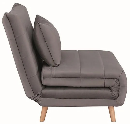 Szürke kinyitható fotel SPIKE VELVET