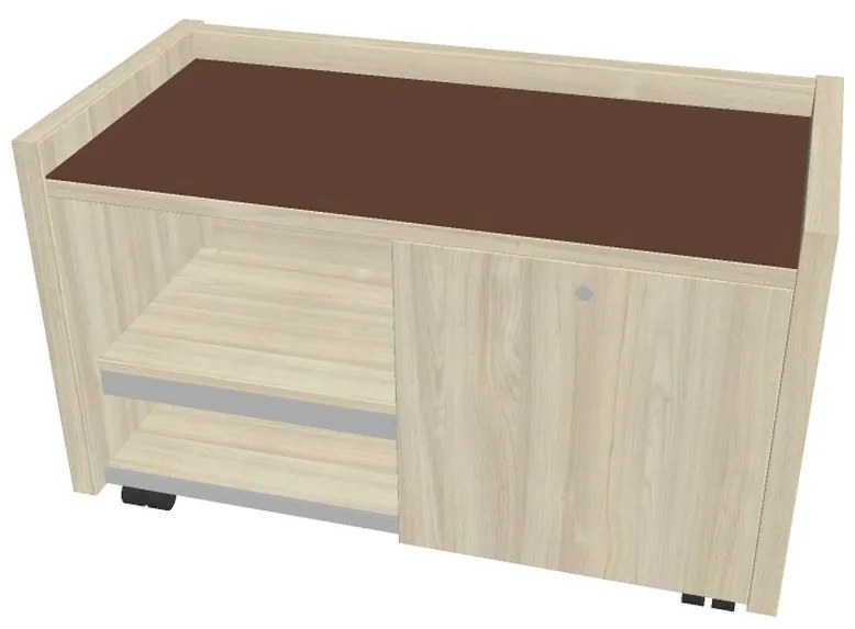 Verno mobil konténer 100 x 50 cm üveggel, bal, akác / barna