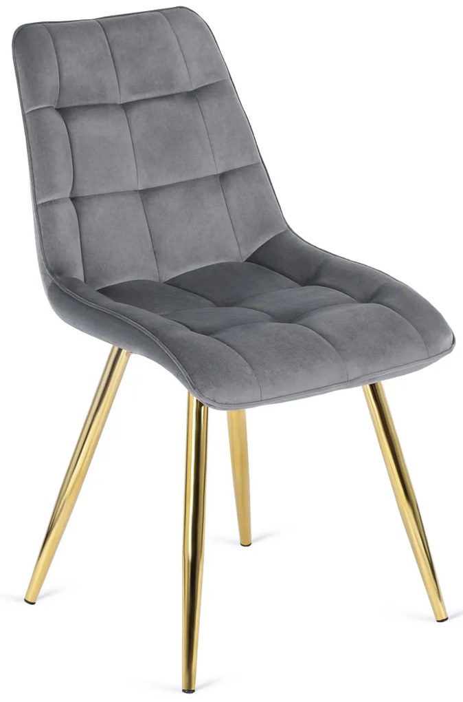 Szürke Bársony Étkezőszék Arany Lábbal. CARO