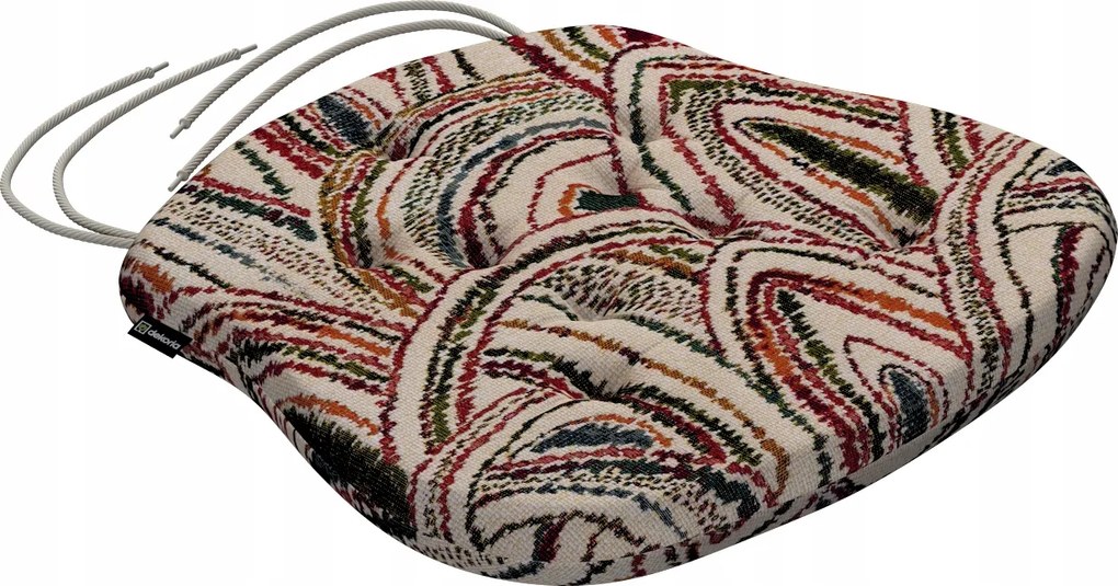 Filip székpárna 41x38 piros-zöld ívek krémszínű alapon