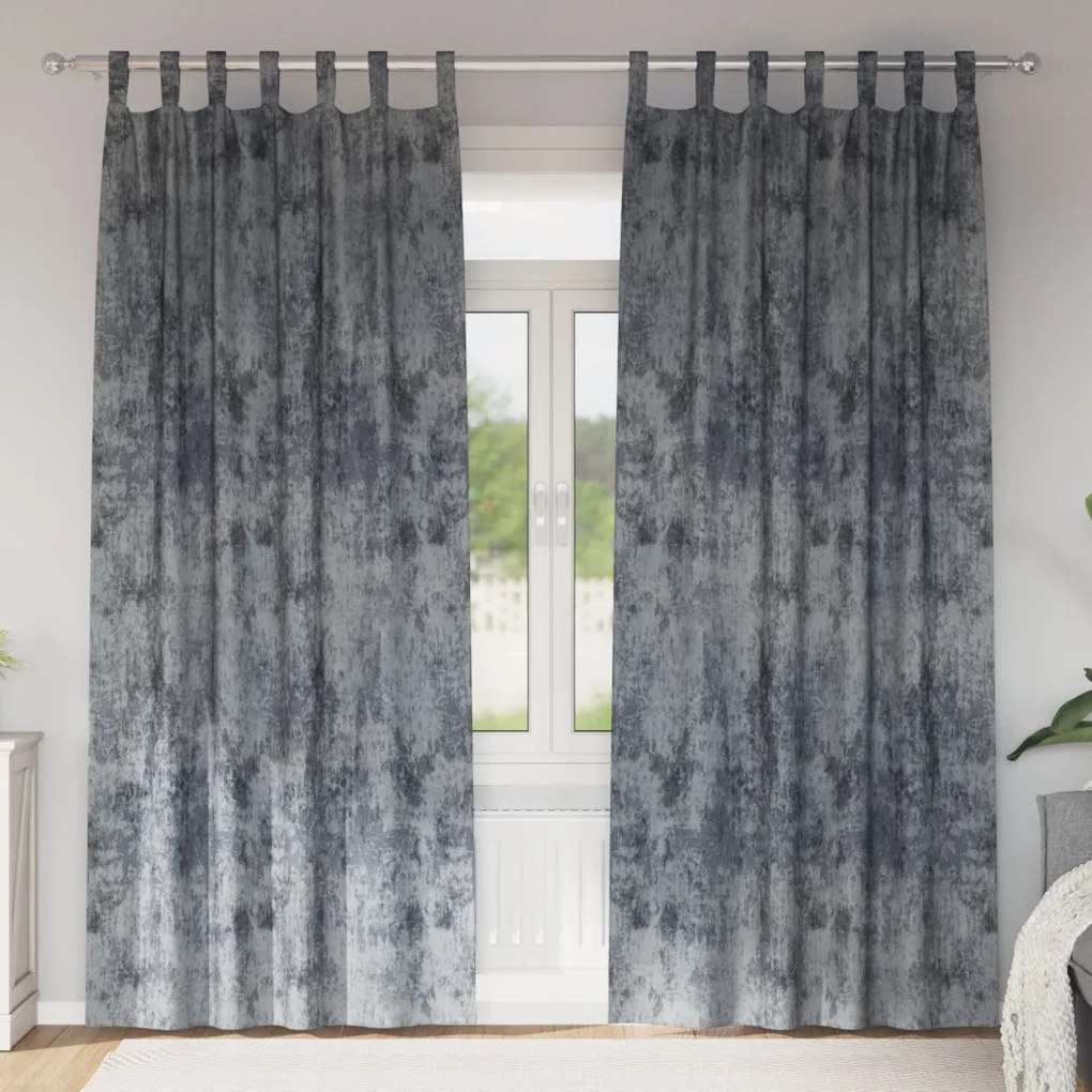 Vellúrfüggöny 2 db gombfüllel Ezüstszürke 225x140 cm