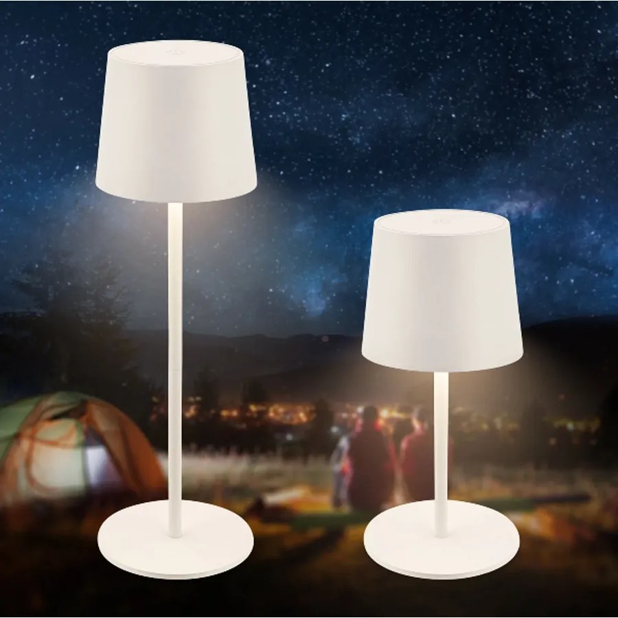 Elemes asztali LED lámpa, fényerőszabályzó, 26 cm magas, fehér