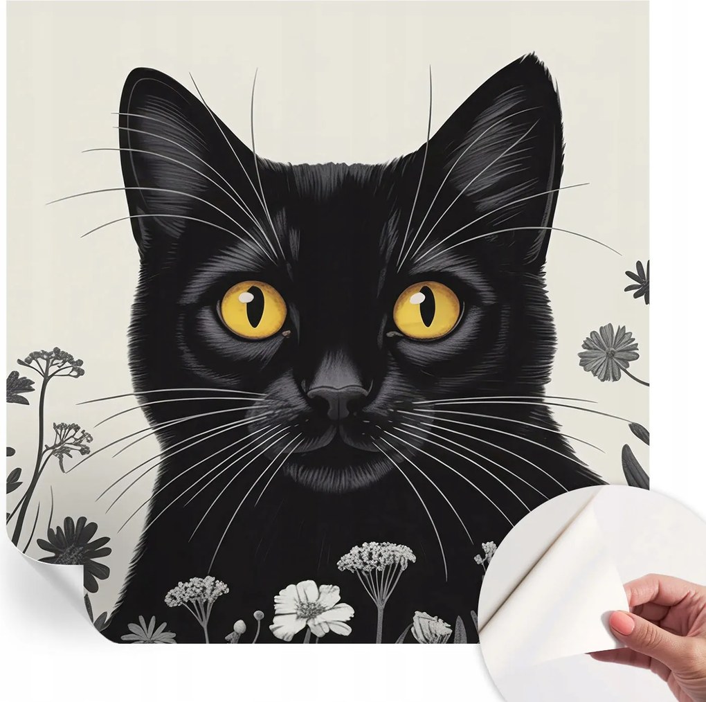 Fotótapéta Fali tapéta Hálószobába és Nappaliba Virágok macska 250x250 cm