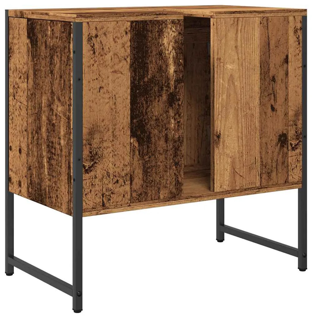 antik fa színű szerelt fa fürdőszobai mosdószekrény 60x33x60 cm