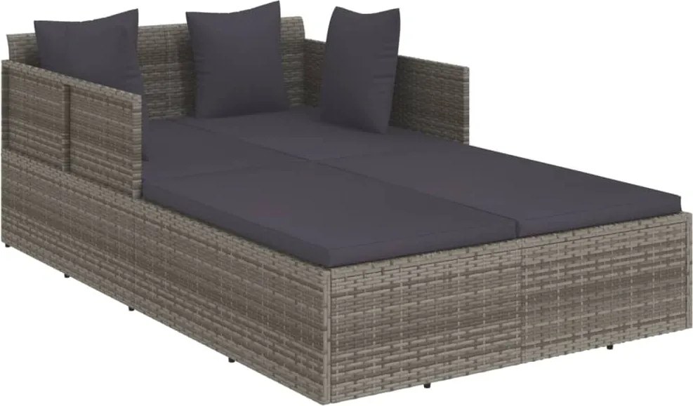 vidaXL szürke polyrattan napozóágy párnával 182 x 118 x 63 cm