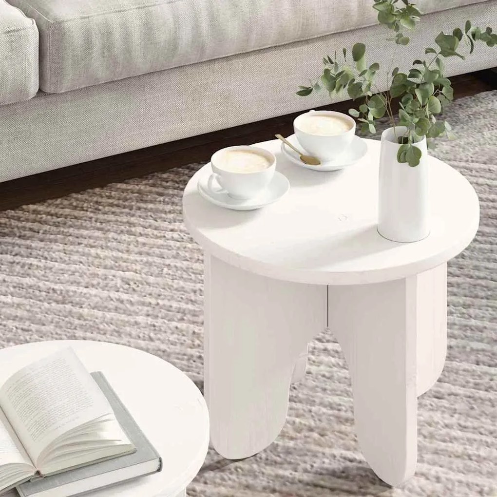 Dohányzóasztal 2 pcs Fehér 39.5 x 39.5 x 30 cm Tömör fenyőfa