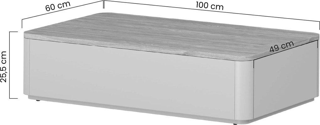 Elivo fiókos dohányzóasztal 100 cm - eukaliptusz / baltic dune tölgy
