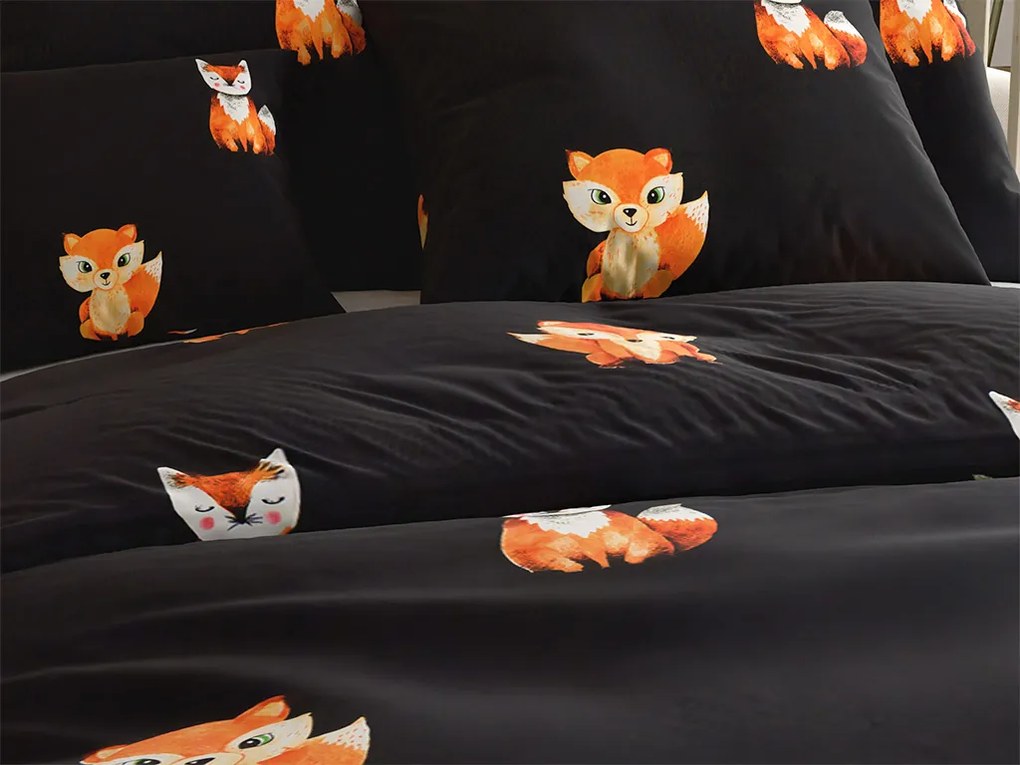 FOXES fekete mikroszálas ágyneműhuzat Ágyneműhuzat mérete: 2 db 70 x 80 cm | 160 x 200 cm