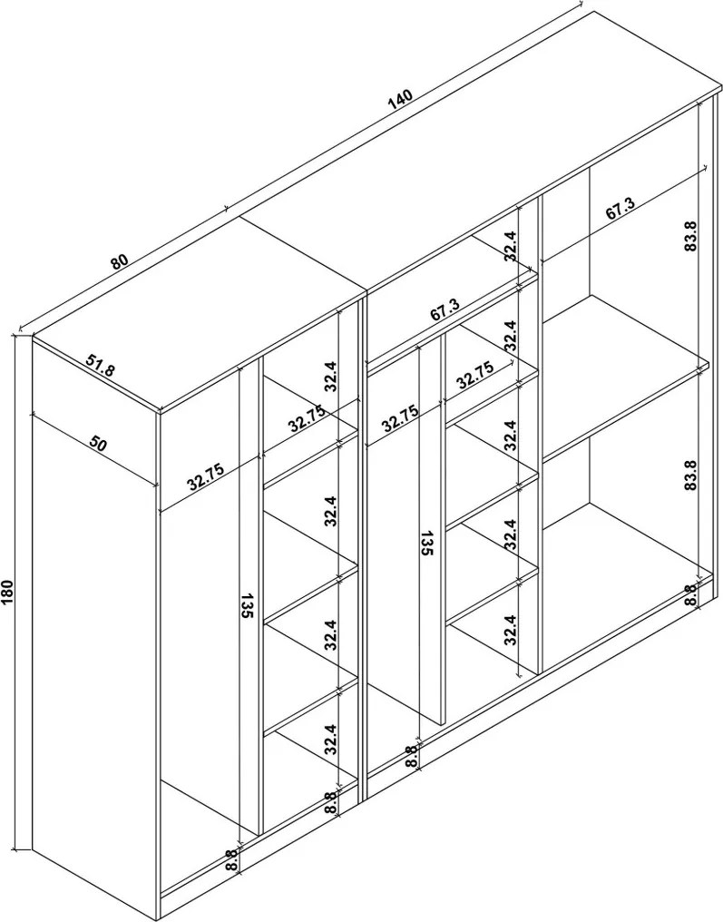 Kardelen gardróbszekrény, 220 cm – TR350MWD1150
