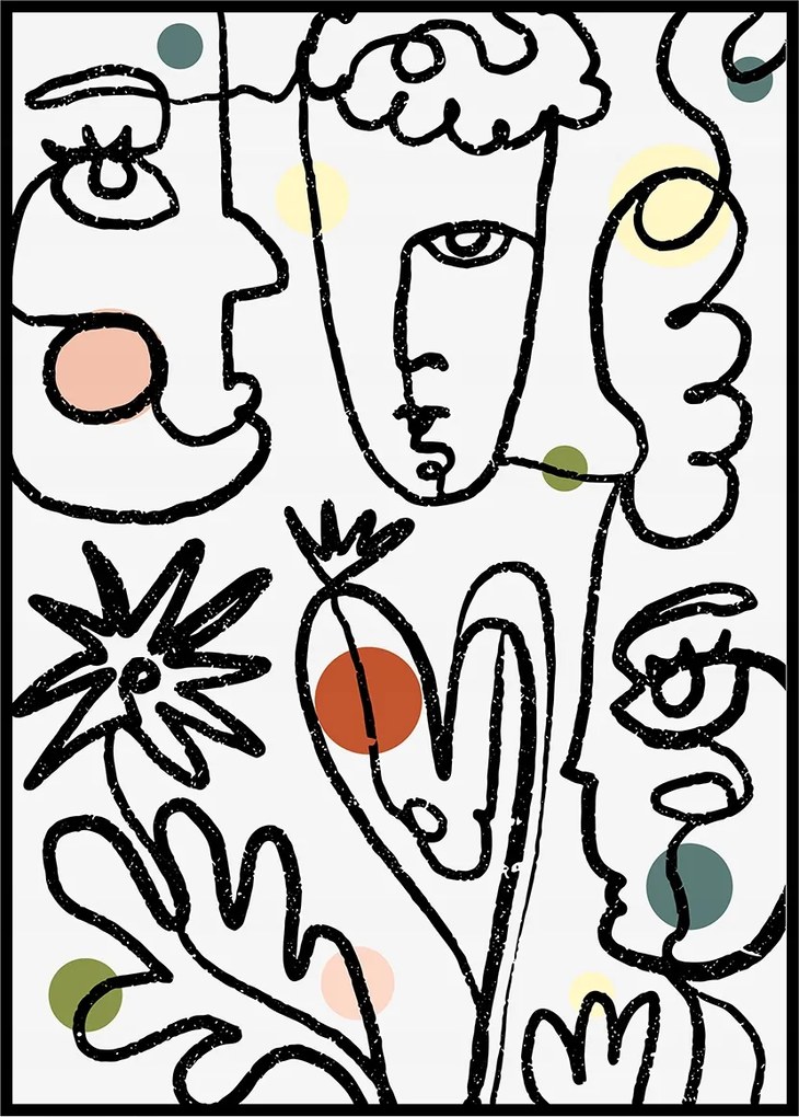 Boho absztrakt arcok Poszter 30x40cm #T46