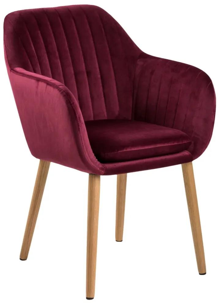 Emilia design karfás szék, bordó bársony