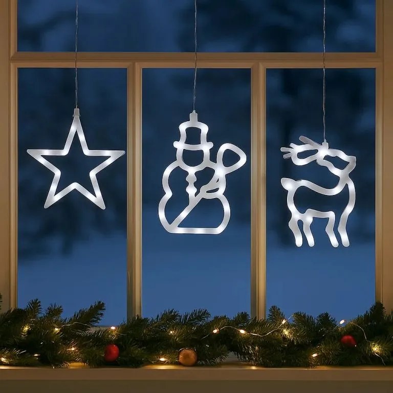 NEXOS Dekoráció LED csillag/hóember/rénszarvas meleg fehér
