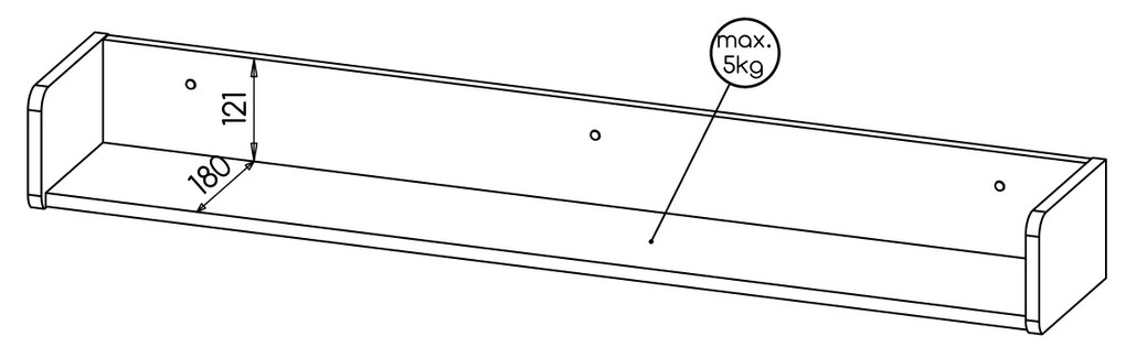 Polc Phelan P15 (warmia dió + fekete). 1062545