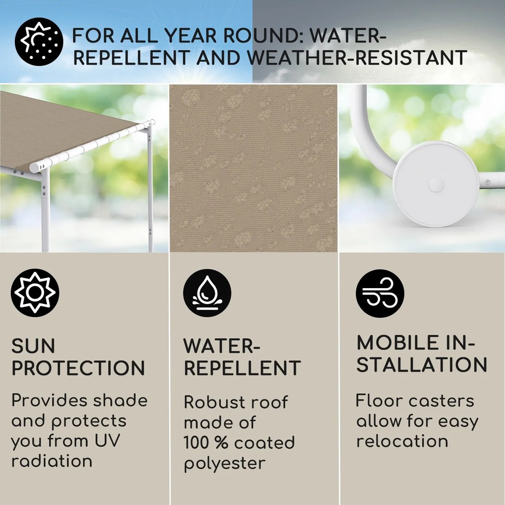 Blumfeldt Nantes, pavilon, napellenző, 3x3m, poliészter, acél váz, UV50+, padlógörgők