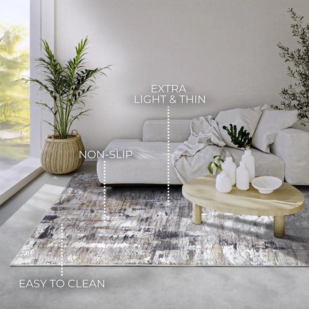 Világosszürke szőnyeg 200x290 cm Malard Anthracite Gold – Elle Decoration